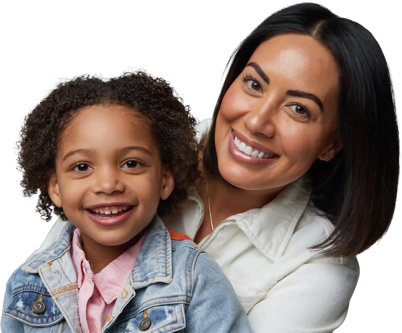 Smiling parent and child